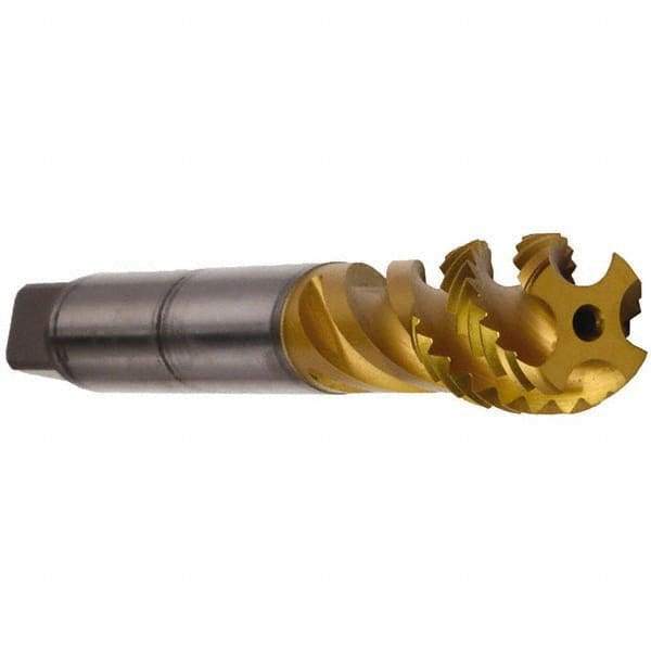 Emuge - M12x1.75 Metric 4 Flute 6H Bottoming Spiral Flute Tap - Cobalt, TiN Finish, 110mm OAL, Right Hand Flute, Right Hand Thread, Series Enorm - Industrial Tool & Supply