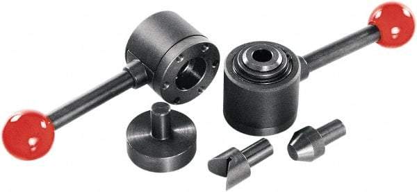 KIPP - 4,905 N Capacity, Through Hole Mt, One Hand, Ball Lever Actuation, Variable Stroke Straight Line Action Clamp - 15mm Max Clamping Stroke, 6mm Mt Hole Diam, 54.5mm Overall Height - Industrial Tool & Supply