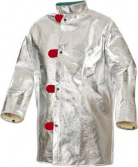 PRO-SAFE - Size M Aluminized Jacket - Silver, Yellow, Aluminized & Kevlar, Snaps Closure, 40 to 42" Chest - Industrial Tool & Supply