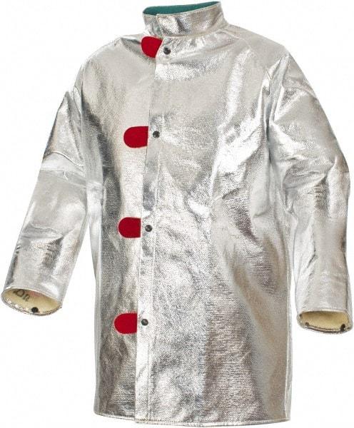 PRO-SAFE - Size M Aluminized Jacket - Silver, Yellow, Black, Aluminized & Kevlar, Snaps Closure, 40 to 42" Chest - Industrial Tool & Supply