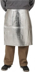 PRO-SAFE - 24 x 24" Aluminized Waist Apron - Aluminized Carbon Kevlar, 19 oz Material, Silver & Yellow - Industrial Tool & Supply