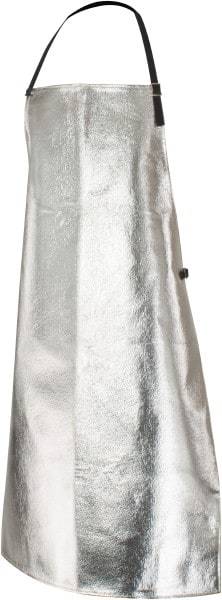 PRO-SAFE - 24 x 39" Aluminized Bib Apron - Aluminized Blended Kevlar, 19 oz Material, Silver & Yellow - Industrial Tool & Supply