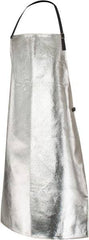 PRO-SAFE - 24 x 39" Aluminized Bib Apron - Aluminized Blended Kevlar, 19 oz Material, Silver & Yellow - Industrial Tool & Supply