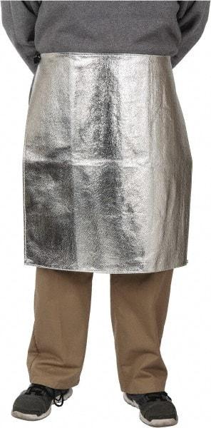 PRO-SAFE - 24 x 24" Aluminized Waist Apron - Aluminized Blended Kevlar, 19 oz Material, Silver & Yellow - Industrial Tool & Supply
