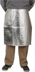 PRO-SAFE - 24 x 24" Aluminized Waist Apron - Aluminized Blended Kevlar, 19 oz Material, Silver & Yellow - Industrial Tool & Supply