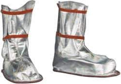 PRO-SAFE - Men's 9-12 Aluminized Overboots - 12" High, Plain Toe, Nonslip Sole, Aluminized Blended Kevlar Upper, Silver - Industrial Tool & Supply