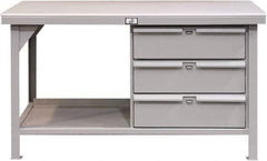 Strong Hold - 60 Wide x 36" Deep x 34" High, ABS Work Table - Flat Top, Angle Legs, Dark Gray - Industrial Tool & Supply