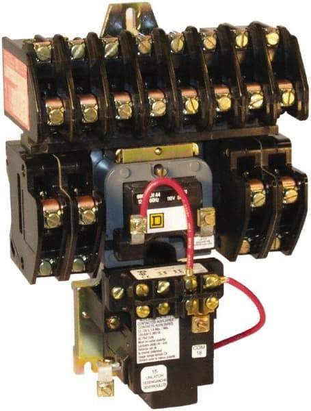 Square D - No Enclosure, 8 Pole, Mechanically Held Lighting Contactor - 20 A (Tungsten), 30 A (Fluorescent), 110 VAC at 50 Hz, 120 VAC at 60 Hz, 8NO Contact Configuration - Industrial Tool & Supply