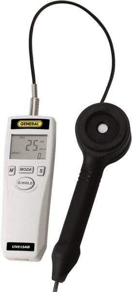 General - 9 Volt Battery, LCD Display, Light Meter - 4 Accuracy, Compatible with UV AB Lighting, Built In Memory - Industrial Tool & Supply
