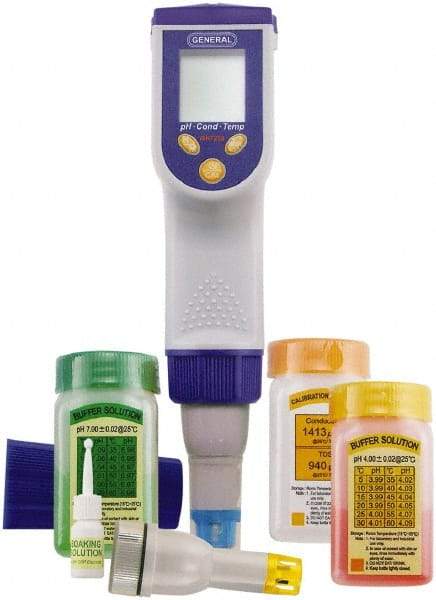 General - 0 to 14 pH, Conductivity/TDS/Salinity/Temp Meter - 32 to 94°F, Flat Surface pH Meter Probe, Accurate up to 1 pH & ±2mV - Industrial Tool & Supply