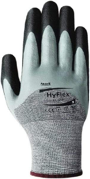 Ansell - Size XS, ANSI Cut Lvl 2, Abrasion Lvl 4, Cut Resistant Gloves - Palm, Fingers & Knuckles Coated, Elastic Cuff, Black/Gray, Paired - Industrial Tool & Supply