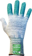 Ansell - Size L (9), ANSI Cut Lvl 4, Abrasion Lvl 4, Dyneema Diamond HPPE liner Cut Resistant Gloves - 12" Long, Knit Wrist, Gray/Green, Ambidextrous - Industrial Tool & Supply