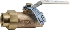 Conbraco - 1-1/2" Pipe, Standard Port, Bronze Single Union Ends Ball Valve - Bi-Directional, Female Union x FNPT Ends, Lever Handle, 600 WOG, 150 WSP - Industrial Tool & Supply