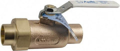 Conbraco - 1-1/4" Pipe, Standard Port, Bronze Single Union Ends Ball Valve - Bi-Directional, Union/Soldered x Union/Soldered Ends, Lever Handle, 600 WOG, 150 WSP - Industrial Tool & Supply