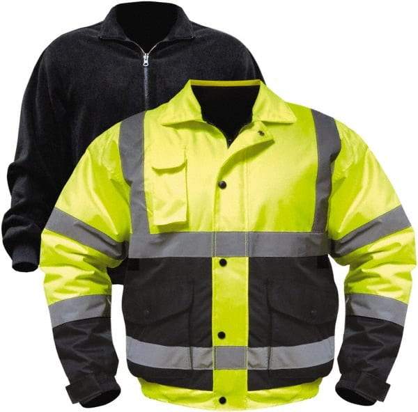 Utility Pro Wear - Size M Cold Weather & High Visibility Jacket - Yellow, Black, Polyester & Teflon, Zipper, Snaps Closure, 38 to 40" Chest - Industrial Tool & Supply