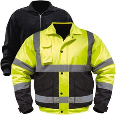 Utility Pro Wear - Size 5XL Cold Weather & High Visibility Jacket - Yellow, Black, Polyester & Teflon, Zipper, Snaps Closure, 62 to 64" Chest - Industrial Tool & Supply