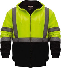 Utility Pro Wear - Size 5XL Cold Weather & High Visibility Sweatshirt - Yellow, Black, Polyester & Teflon, Zipper Closure, 62 to 64" Chest - Industrial Tool & Supply