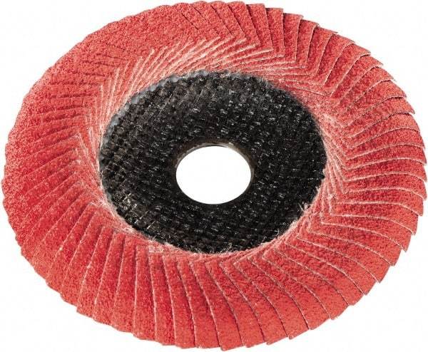 Metabo - P80 Grit, 5" Disc Diam, 7/8" Center Hole, Type 29 Ceramic Flap Disc - 12,200 Max RPM, Fiberglass Backing, Arbor Attaching System, Coated - Industrial Tool & Supply