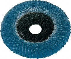 Metabo - P60 Grit, 5" Disc Diam, 7/8" Center Hole, Type 29 Zirconia Alumina Flap Disc - 12,200 Max RPM, Fiberglass Backing, Arbor Attaching System, Coated - Industrial Tool & Supply