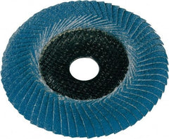Metabo - P80 Grit, 5" Disc Diam, 7/8" Center Hole, Type 29 Zirconia Alumina Flap Disc - 12,200 Max RPM, Fiberglass Backing, Arbor Attaching System, Coated - Industrial Tool & Supply
