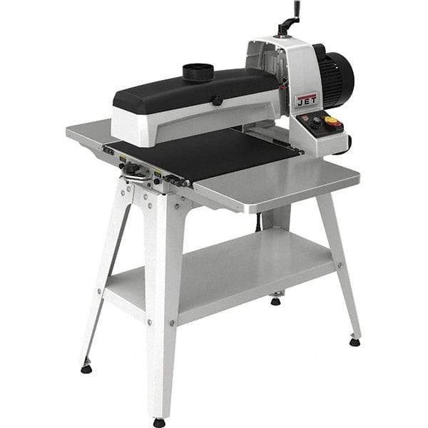 Jet - 5" Diam x 18" Long, Single Phase Floor Drum Sanding Machine - 1/32" Sanding Depth, 1/32 to 3" Thick x 32" Wide Workpiece - Industrial Tool & Supply