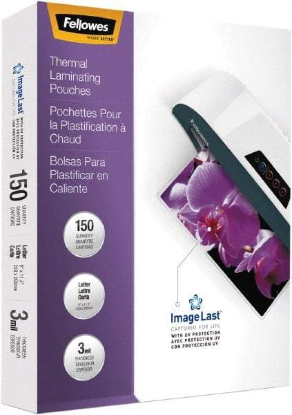 FELLOWES - 150 Piece, 3mm Thick, Legal Size Pouch - 9" Wide x 11-1/2" High - Industrial Tool & Supply