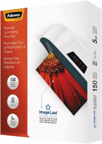 FELLOWES - 150 Piece, 5mm Thick, Legal Size Pouch - 9" Wide x 11-1/2" High - Industrial Tool & Supply