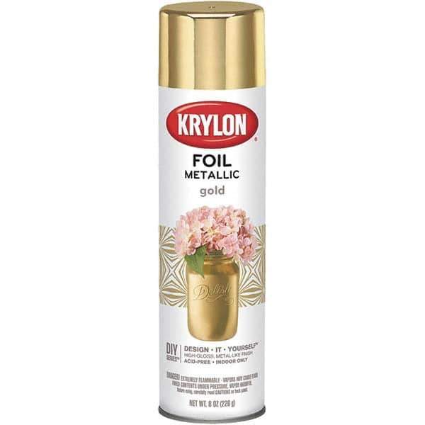 Krylon - Gold Foil, Gloss, Metallic Spray Paint - 8 oz Container - Industrial Tool & Supply