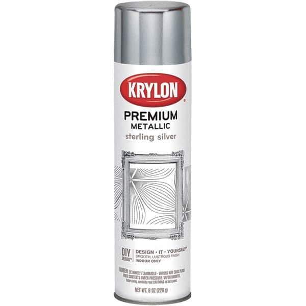 Krylon - Sterling Silver, Gloss, Metallic Spray Paint - 8 oz Container - Industrial Tool & Supply
