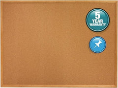 Quartet - 24" Wide x 18" High Open Cork Bulletin Board - Natural (Color) - Industrial Tool & Supply