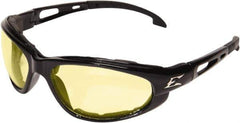Edge Eyewear - Yellow Lenses, Framed Safety Glasses - Anti-Fog, Scratch Resistant, Black Nylon Frame, Size Universal, Wrap Around - Industrial Tool & Supply