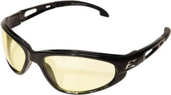 Edge Eyewear - Yellow Lenses, Framed Safety Glasses - Anti-Fog, Scratch Resistant, Black Nylon Frame, Size Universal, Wrap Around - Industrial Tool & Supply