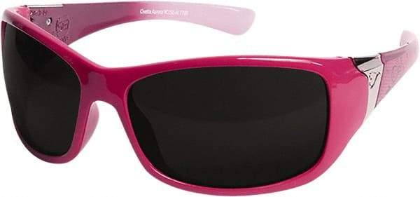 Edge Eyewear - Smoke Lenses, Framed Safety Glasses - Scratch Resistant, Pink Polyamide Frame, Size Universal, Wrap Around - Industrial Tool & Supply