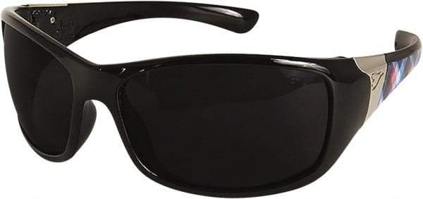 Edge Eyewear - Smoke Lenses, Framed Safety Glasses - Scratch Resistant, Black Polyamide Frame, Size Universal, Wrap Around - Industrial Tool & Supply