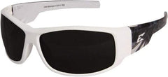 Edge Eyewear - Smoke Lenses, Framed Safety Glasses - Scratch Resistant, White Nylon Frame, Size Universal, Wrap Around - Industrial Tool & Supply