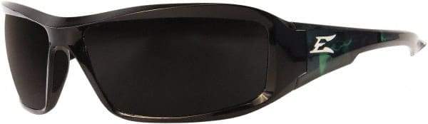 Edge Eyewear - Smoke Lenses, Framed Safety Glasses - Scratch Resistant, Black Nylon Frame, Size Universal, Wrap Around - Industrial Tool & Supply