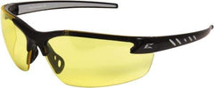 Edge Eyewear - Yellow Lenses, Frameless Safety Glasses - Anti-Fog, Scratch Resistant, Black Nylon Frame, Size Universal, Wrap Around - Industrial Tool & Supply