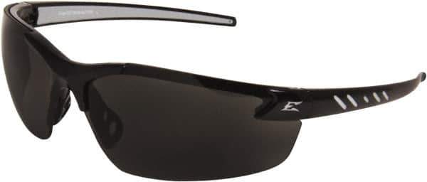 Edge Eyewear - Smoke Lenses, Frameless Safety Glasses - Anti-Fog, Scratch Resistant, Black Nylon Frame, Size Universal, Wrap Around - Industrial Tool & Supply