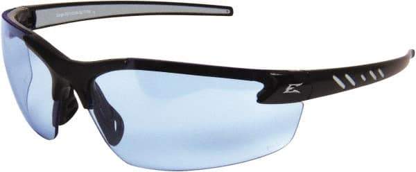 Edge Eyewear - Light Blue Lenses, Frameless Safety Glasses - Anti-Fog, Scratch Resistant, Black Nylon Frame, Size Universal, Wrap Around - Industrial Tool & Supply