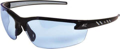 Edge Eyewear - Light Blue Lenses, Frameless Safety Glasses - Anti-Fog, Scratch Resistant, Black Nylon Frame, Size Universal, Wrap Around - Industrial Tool & Supply