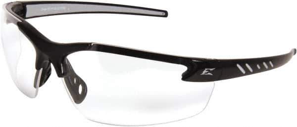 Edge Eyewear - Clear Lenses, Frameless Safety Glasses - Anti-Fog, Scratch Resistant, Black Nylon Frame, Size Universal, Wrap Around - Industrial Tool & Supply