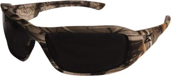 Edge Eyewear - Smoke Lenses, Framed Safety Glasses - Scratch Resistant, Camouflage Nylon Frame, Size Universal, Wrap Around - Industrial Tool & Supply