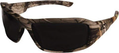 Edge Eyewear - Smoke Lenses, Framed Safety Glasses - Scratch Resistant, Camouflage Nylon Frame, Size Universal, Wrap Around - Industrial Tool & Supply