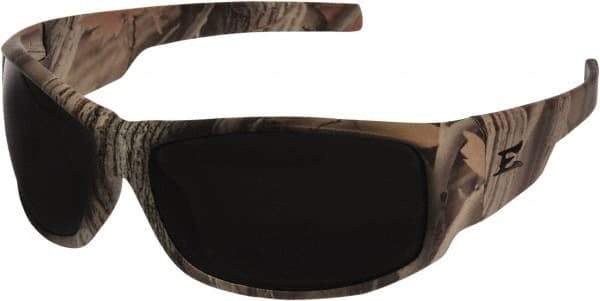 Edge Eyewear - Smoke Lenses, Framed Safety Glasses - Scratch Resistant, Camouflage Nylon Frame, Size Universal, Wrap Around - Industrial Tool & Supply