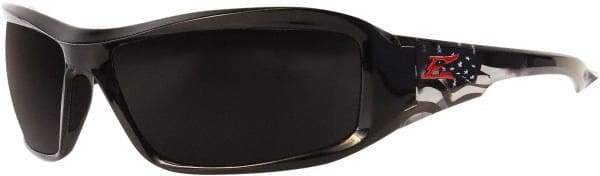 Edge Eyewear - Smoke Lenses, Framed Polarized Glasses - Scratch Resistant, Black Nylon Frame, Size Universal, Wrap Around - Industrial Tool & Supply