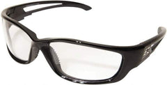 Edge Eyewear - Clear Lenses, Framed Safety Glasses - Anti-Fog, Scratch Resistant, Black Nylon Frame, Size XL, Wrap Around - Industrial Tool & Supply