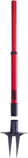 Banner Stakes - 22 to 42" High, 2-3/8" Pole Diam, Stanchion - 9" Base Diam, Removable Spike Nylon Base, Red Plastic Post, For Outdoor Use - Industrial Tool & Supply