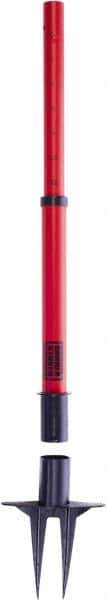 Banner Stakes - 22 to 42" High, 2-3/8" Pole Diam, Stanchion - 9" Base Diam, Removable Spike Nylon Base, Red Plastic Post, For Outdoor Use - Industrial Tool & Supply