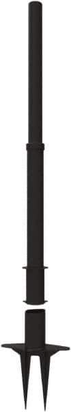 Banner Stakes - 22 to 42" High, 2-3/8" Pole Diam, Stanchion - 9" Base Diam, Removable Spike Nylon Base, Black Plastic Post, For Outdoor Use - Industrial Tool & Supply