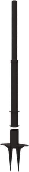 Banner Stakes - 22 to 42" High, 2-3/8" Pole Diam, Stanchion - 9" Base Diam, Removable Spike Nylon Base, Black Plastic Post, For Outdoor Use - Industrial Tool & Supply